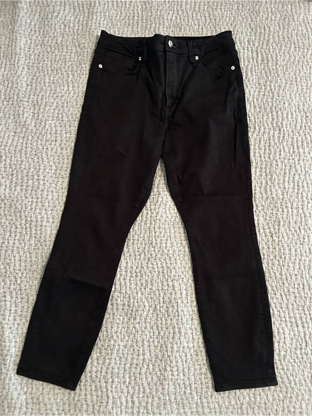 Good American Black High-Rise Straight Jeans